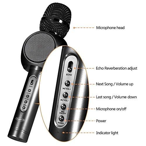 Amicool HD Wireless Microphone Karaoke, Portable Karaoke Player Speaker for Apple iPhone Android Smartphone Or PC, Home Karaoke, Outdoor Party Music Playing Singing Anytime