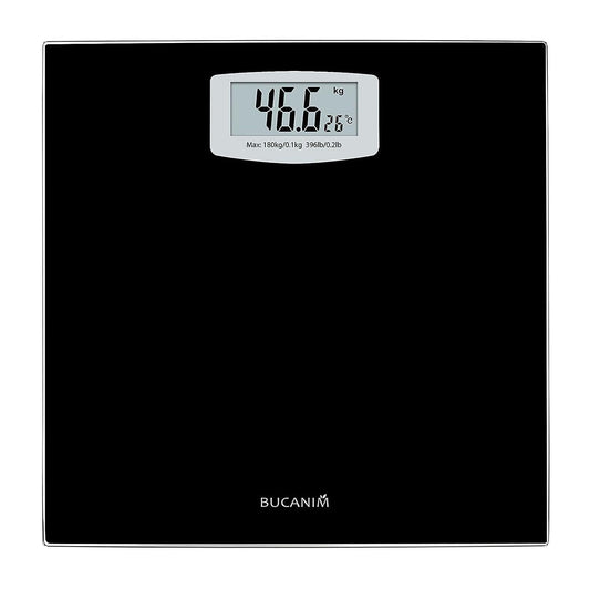 Digital Bathroom Scales Load Up to 180kg LCD Display Temperature Display Auto On and Off Black