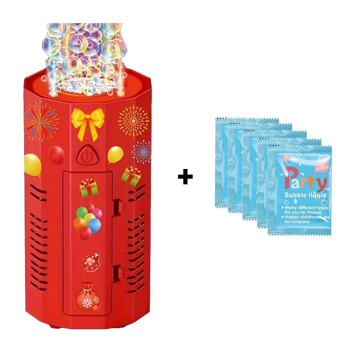 Fireworks Bubble Machine 3 Holes with DIY stickers, Fireworks Bubble Machine with Lights for Parties,Outdoors Bubble Machine with Sound, Party, Christmas, New Year (Battery not included)