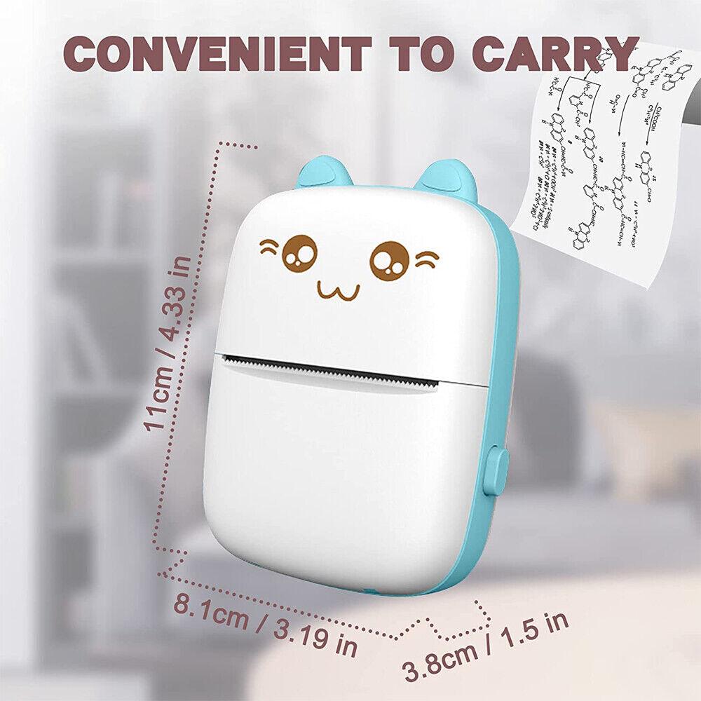 Mini Pocket Rechargeable Printer, Bluetooth Connectivity, 200 DPI Thermal Printing, Multi-Purpose, Use anywhere