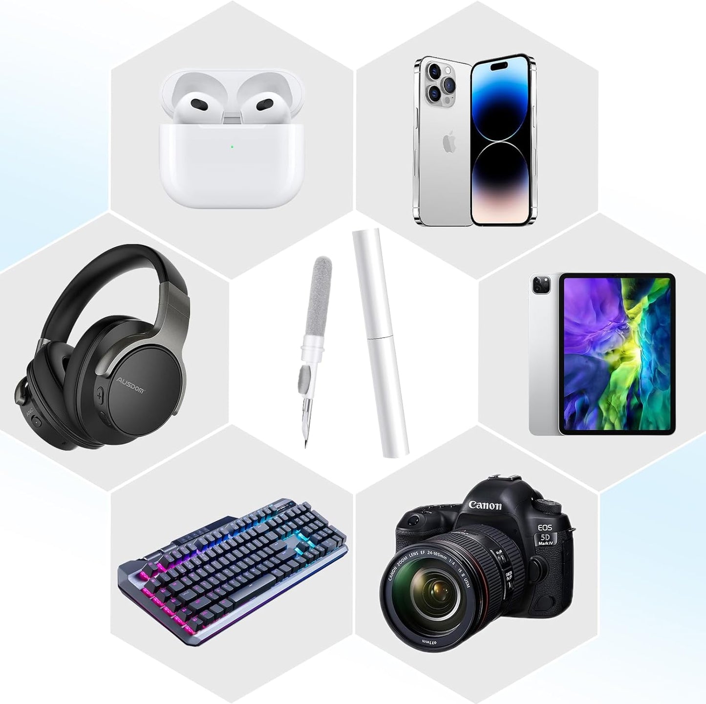 3-in-1 Multi-Cleaning Pen for AirPods, Mobile Phones, Laptops, Cameras, and accessories, Soft Brush, Sponge