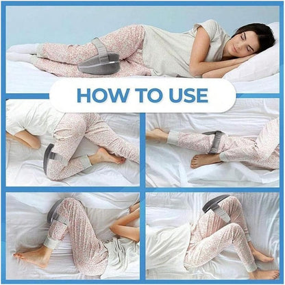 Knee Pillow for Side Sleepers, Memory Foam Leg Pillow with Strap for Enhanced Support and Comfort, Includes Removable Washable Cover