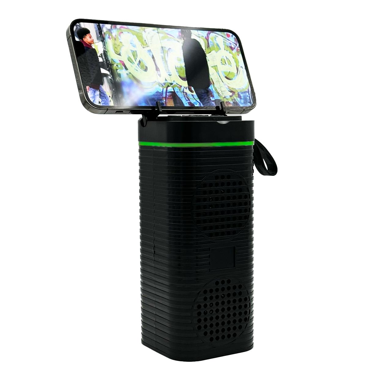 Portable Bluetooth Speaker with Phone Stand, RGB Lighting, Rechargeable, FM Radio, Memory Card