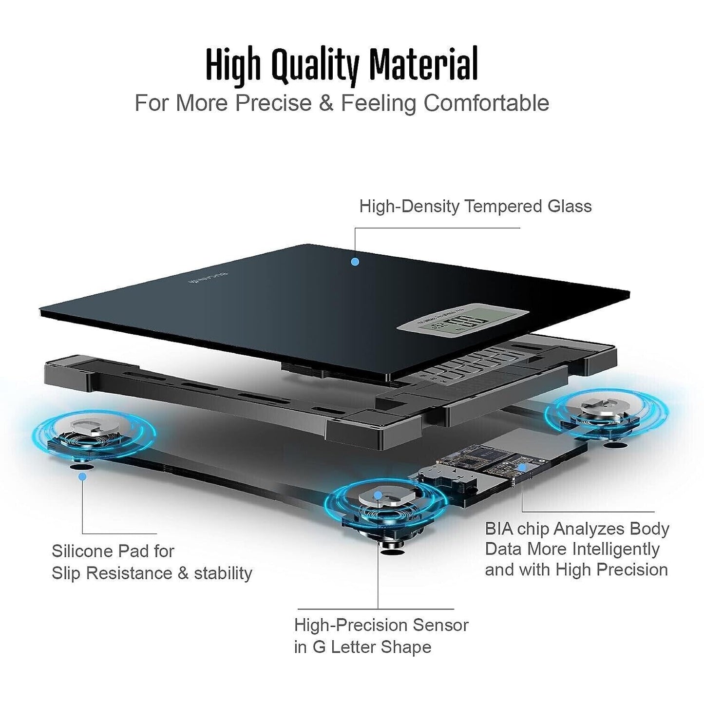 Digital Bathroom Scales Load Up to 180kg LCD Display Temperature Display Auto On and Off Black