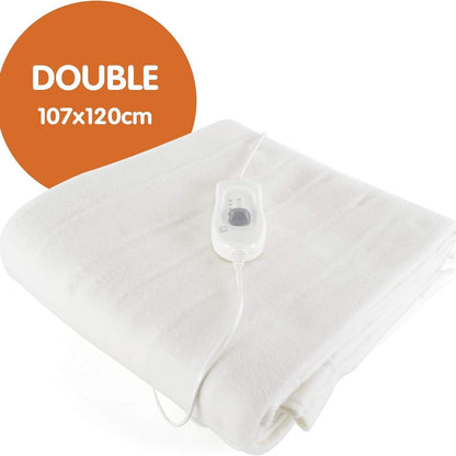 STAYWARM Double Size Luxury Quality Electric Underblanket with Detachable Controller, 2 Heat Settings, Detachable Cord, Machine Washable - White