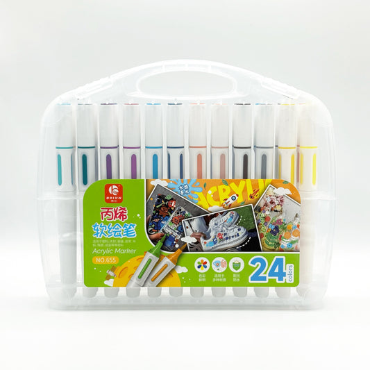 BOLUN 24 Color Acrylic Paint Brush Pens, for Painting, Crafting and More, Perfect for Gifting