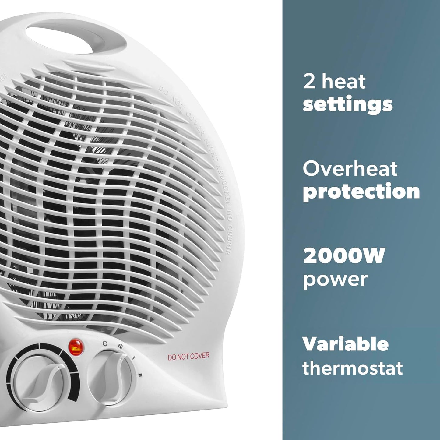Daewoo 2000W Upright Fan Heater with Automatic Safety Cut Out and 2 Heat Settings