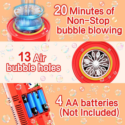 Fireworks Bubble Machine 3 Holes with DIY stickers, Fireworks Bubble Machine with Lights for Parties,Outdoors Bubble Machine with Sound, Party, Christmas, New Year (Battery not included)
