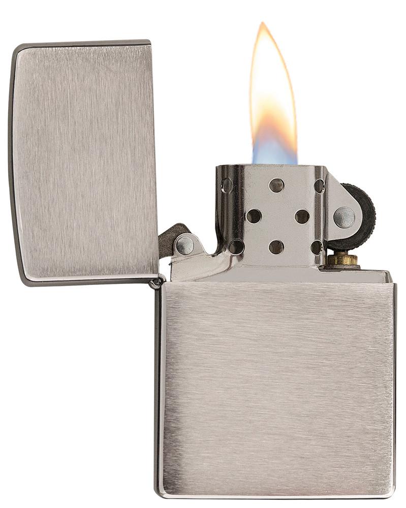 Classic Brushed Chrome Windproof Lighter – Model 200