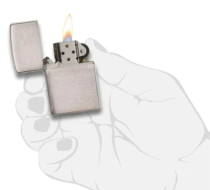 Classic Brushed Chrome Windproof Lighter – Model 200