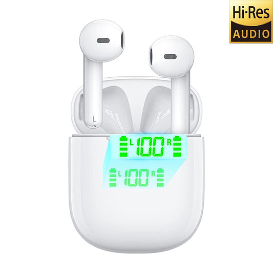 Premium Bluetooth Earbuds with LED Display, Wireless Charging, Smart Touch Control, 40H Playback, USB-C Charging, For Sports and Work