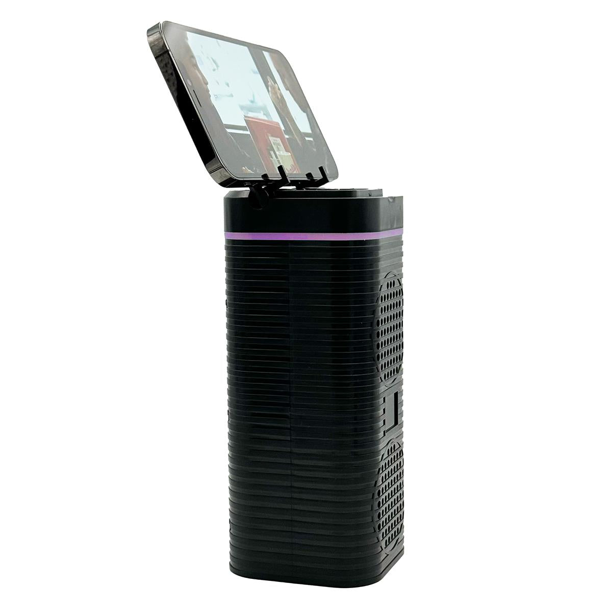 Portable Bluetooth Speaker with Phone Stand, RGB Lighting, Rechargeable, FM Radio, Memory Card