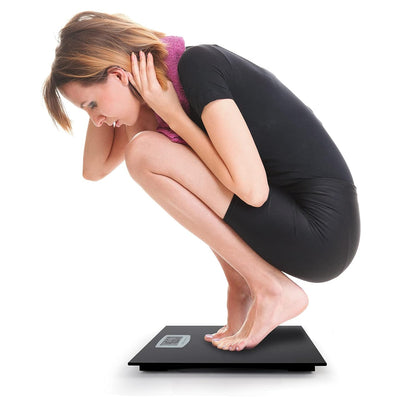 Digital Bathroom Scales Load Up to 180kg LCD Display Temperature Display Auto On and Off Black