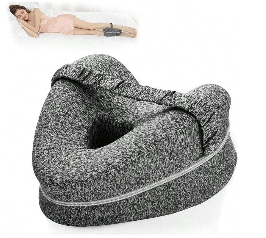 Knee Pillow for Side Sleepers, Memory Foam Leg Pillow with Strap for Enhanced Support and Comfort, Includes Removable Washable Cover