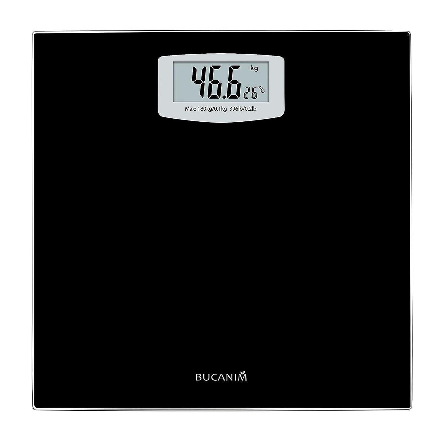 Digital Bathroom Scales Load Up to 180kg LCD Display Temperature Display Auto On and Off Black