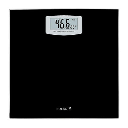 Digital Bathroom Scales Load Up to 180kg LCD Display Temperature Display Auto On and Off Black