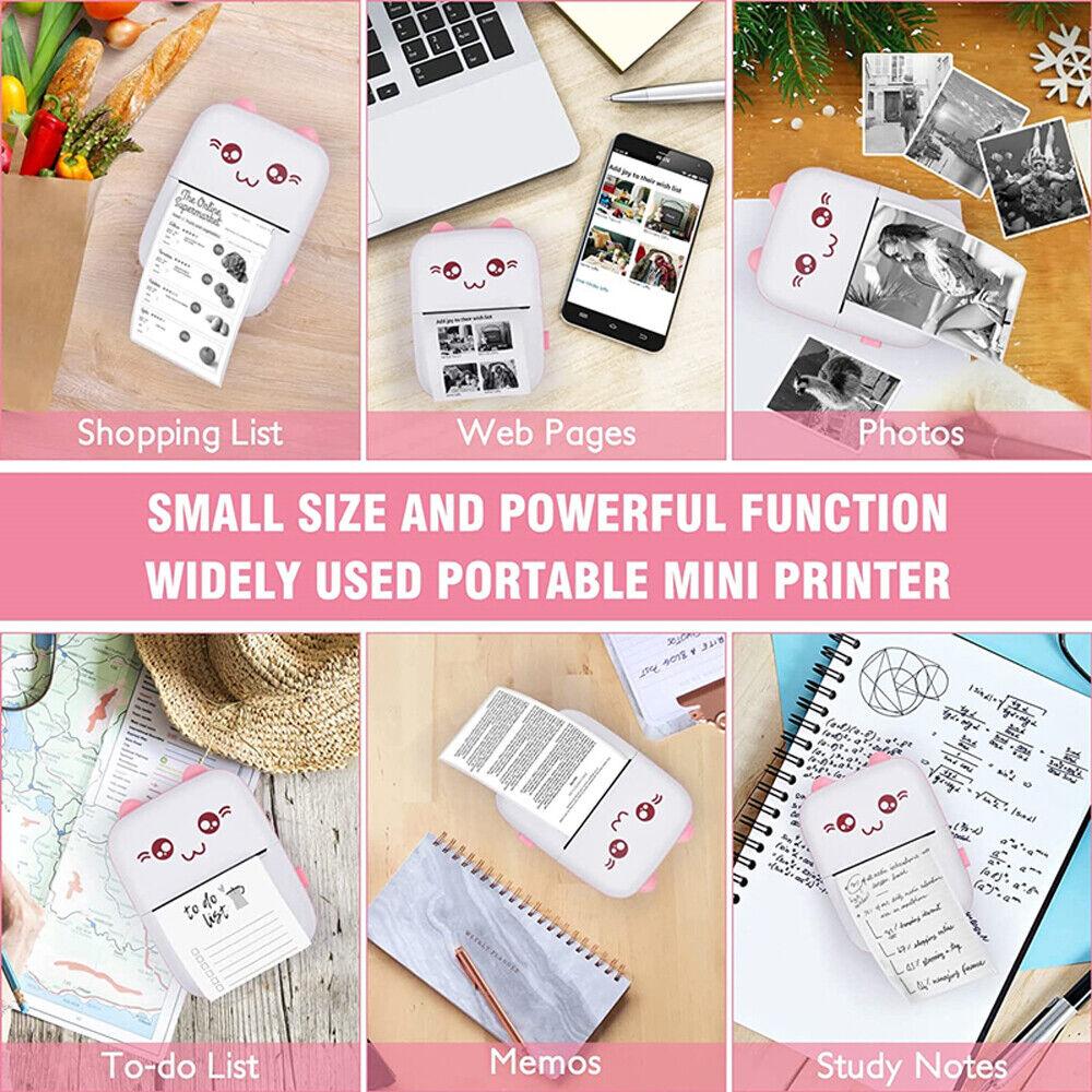 Mini Pocket Rechargeable Printer, Bluetooth Connectivity, 200 DPI Thermal Printing, Multi-Purpose, Use anywhere