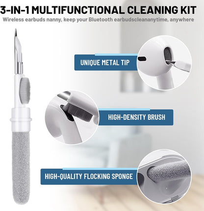 3-in-1 Multi-Cleaning Pen for AirPods, Mobile Phones, Laptops, Cameras, and accessories, Soft Brush, Sponge