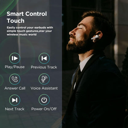 Premium Bluetooth Earbuds with LED Display, Wireless Charging, Smart Touch Control, 40H Playback, USB-C Charging, For Sports and Work