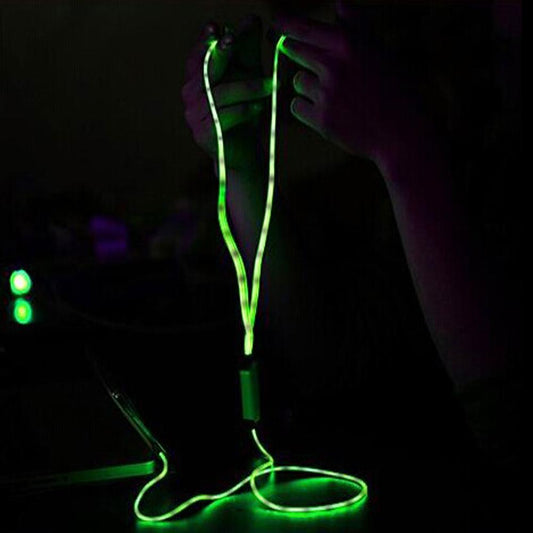 Light Up LED Glowing In-Ear Wired Earphones with 3.5mm Audio Jack, Green