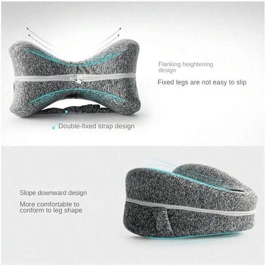 Knee Pillow for Side Sleepers, Memory Foam Leg Pillow with Strap for Enhanced Support and Comfort, Includes Removable Washable Cover