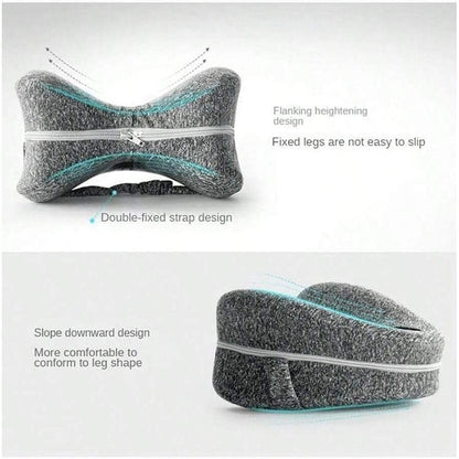 Knee Pillow for Side Sleepers, Memory Foam Leg Pillow with Strap for Enhanced Support and Comfort, Includes Removable Washable Cover