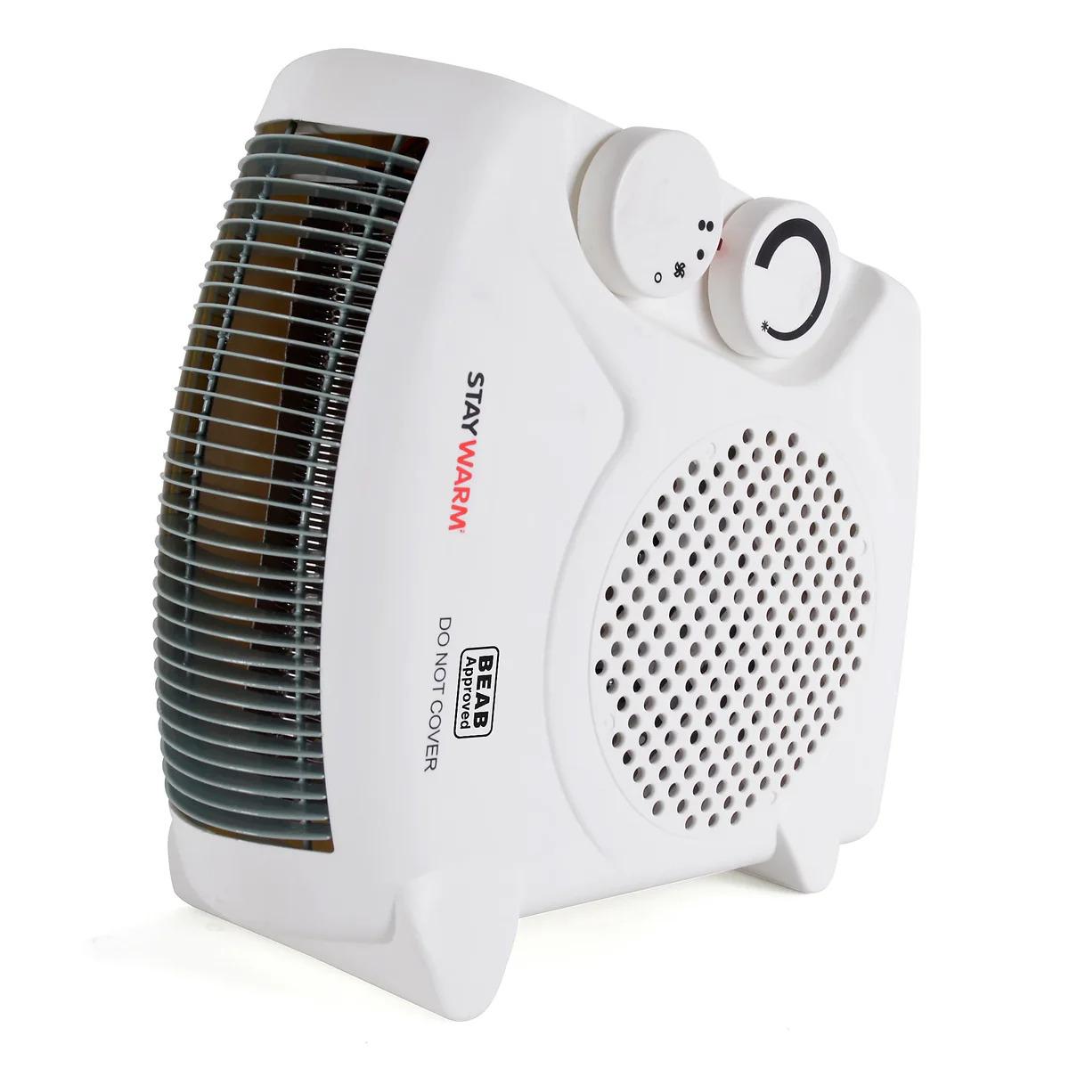 STAYWARM 2000w Fan Heater with 2 Heat Settings & Cool Blow - Upright & Flatbed