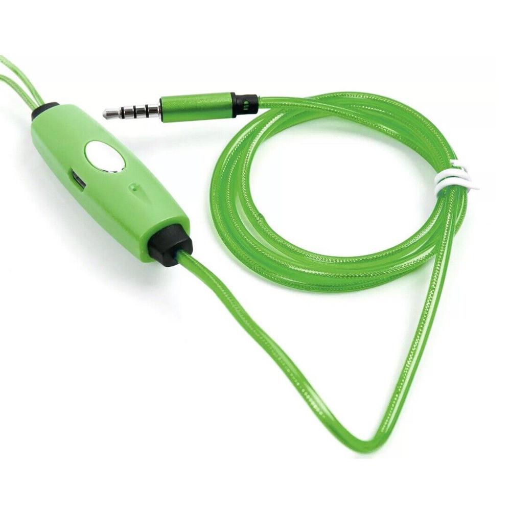 Light Up LED Glowing In-Ear Wired Earphones with 3.5mm Audio Jack, Green