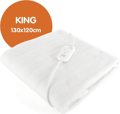 STAYWARM King Size Luxury Quality Electric Underblanket with Detachable Controller, 2 Heat Settings, Detachable Cord, Machine Washable - White