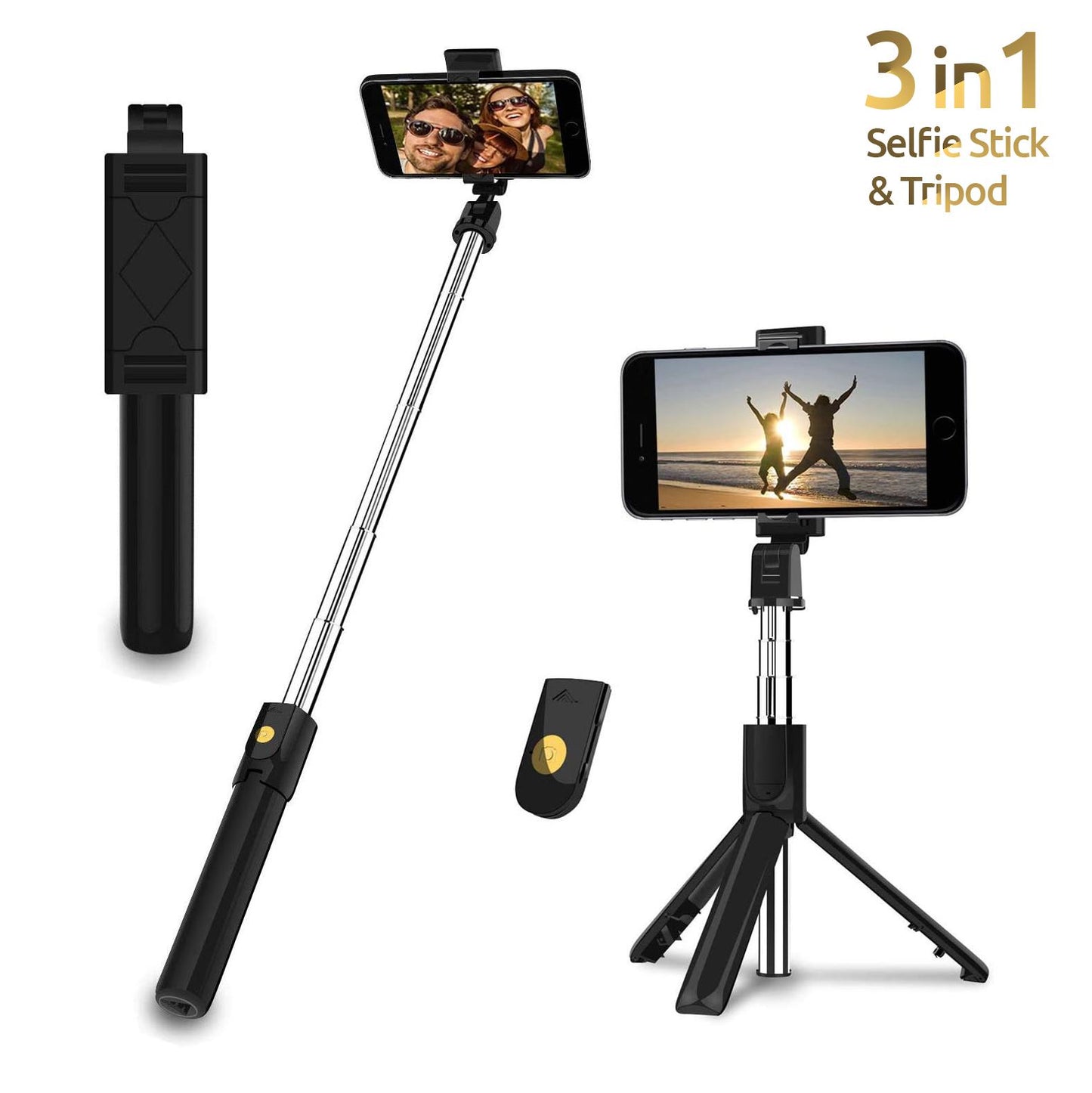 3-in-1 Pro Selfie Stick & Tripod Combo with Remote Control