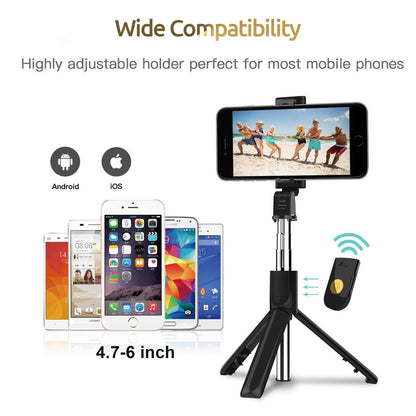 3-in-1 Pro Selfie Stick & Tripod Combo with Remote Control