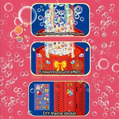 Fireworks Bubble Machine 3 Holes with DIY stickers, Fireworks Bubble Machine with Lights for Parties,Outdoors Bubble Machine with Sound, Party, Christmas, New Year (Battery not included)