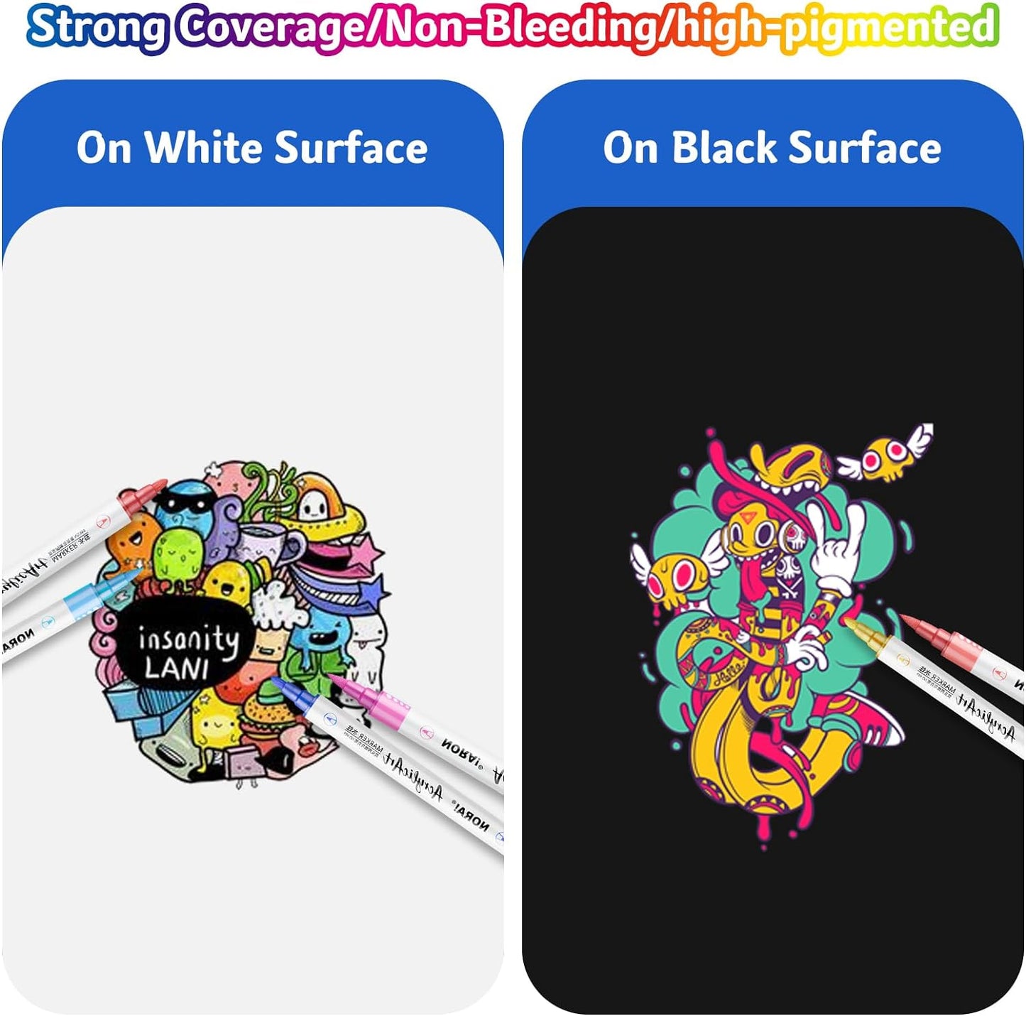 BOLUN 24 Color Acrylic Paint Brush Pens, for Painting, Crafting and More, Perfect for Gifting