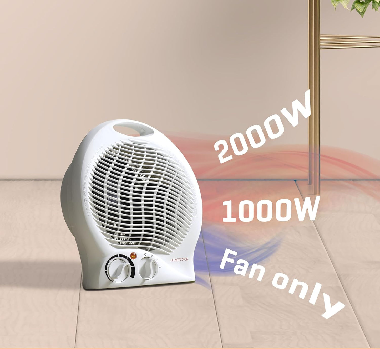 Daewoo 2000W Upright Fan Heater with Automatic Safety Cut Out and 2 Heat Settings