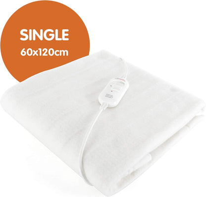 STAYWARM Single Size Luxury Quality Electric Underblanket with Detachable Controller, 2 Heat Settings, Detachable Cord, Machine Washable - White