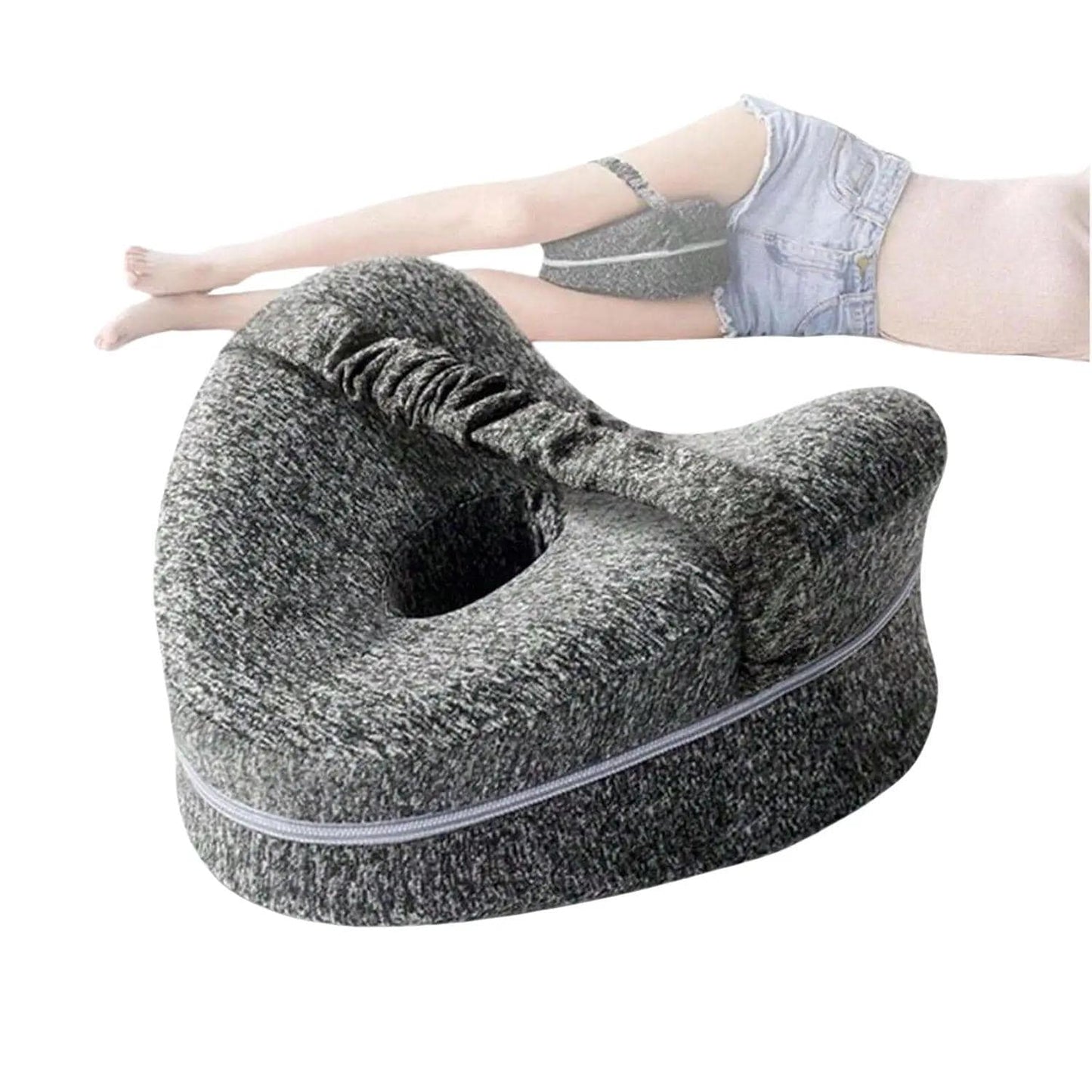 Knee Pillow for Side Sleepers, Memory Foam Leg Pillow with Strap for Enhanced Support and Comfort, Includes Removable Washable Cover