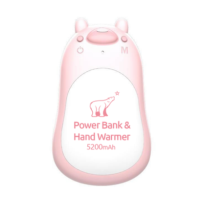 Polar Bear Power Bank & Hand Warmer 5200mAh, USB-C Rechargeable, 3 Heating Modes