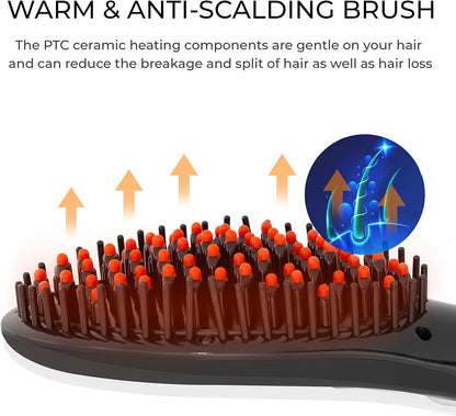 Advanced Hair Straightening Brush, Silky Smooth Results, Static Reduction, Salon-Quality, Effortless Styling, Tangle-Free, Adjustable Temperature, Quick Straightening, Volume Enhancement