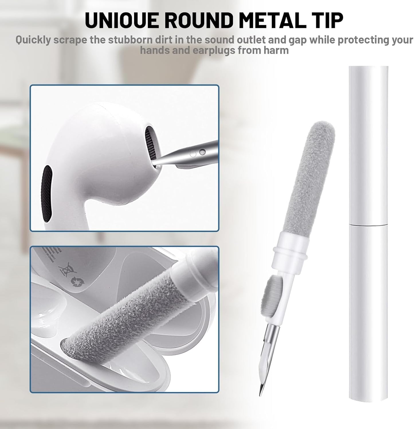 3-in-1 Multi-Cleaning Pen for AirPods, Mobile Phones, Laptops, Cameras, and accessories, Soft Brush, Sponge