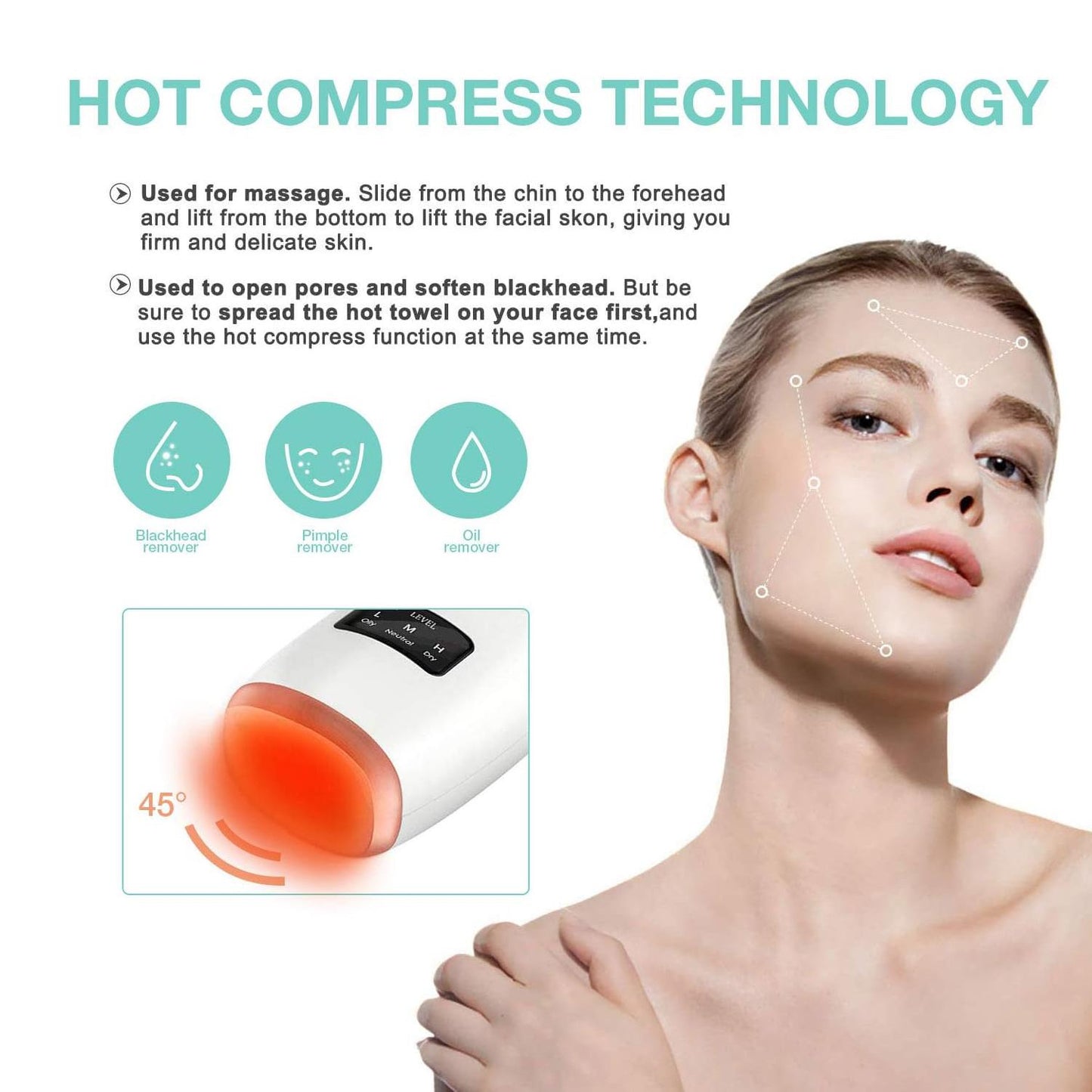 5-in-1 Blackhead & Spot Remover for Face Cleaning, Face Slimming with Multifunction