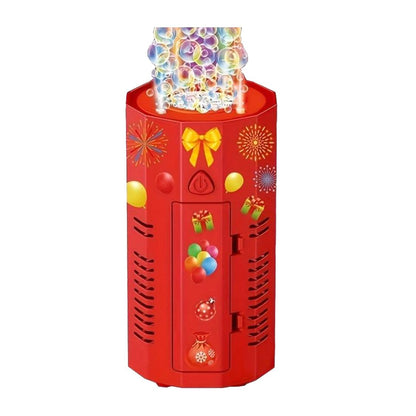 Fireworks Bubble Machine 3 Holes with DIY stickers, Fireworks Bubble Machine with Lights for Parties,Outdoors Bubble Machine with Sound, Party, Christmas, New Year (Battery not included)