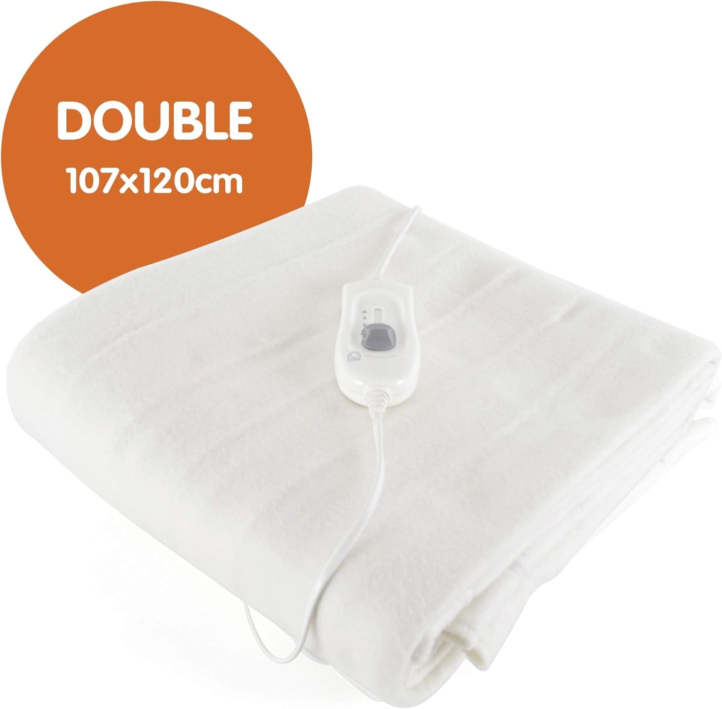 STAYWARM Double Size Luxury Quality Electric Underblanket with Detachable Controller, 2 Heat Settings, Detachable Cord, Machine Washable - White