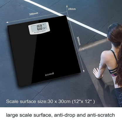 Digital Bathroom Scales Load Up to 180kg LCD Display Temperature Display Auto On and Off Black