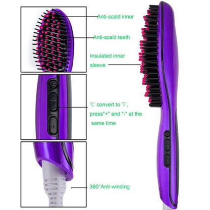 Advanced Hair Straightening Brush, Silky Smooth Results, Static Reduction, Salon-Quality, Effortless Styling, Tangle-Free, Adjustable Temperature, Quick Straightening, Volume Enhancement