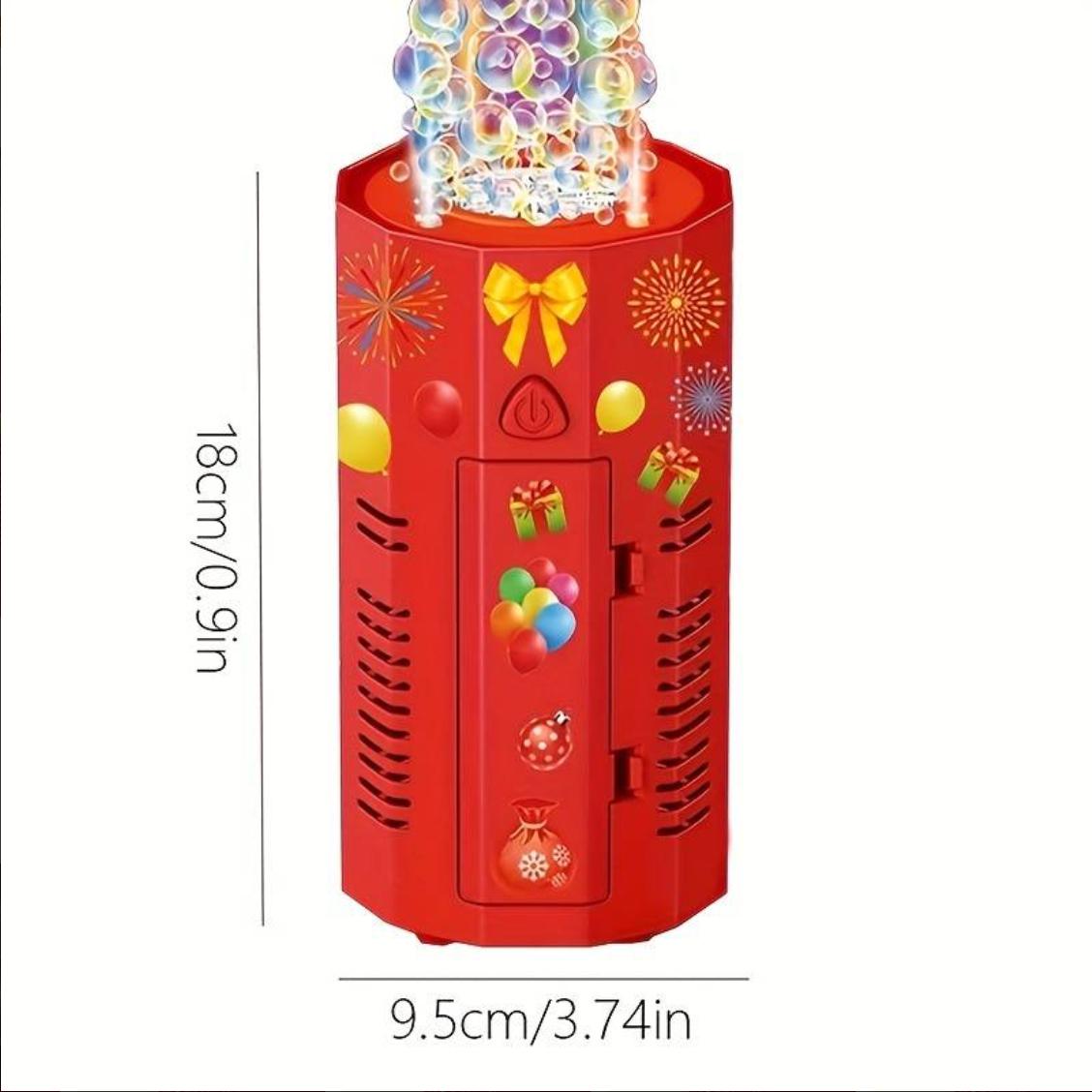 Fireworks Bubble Machine 3 Holes with DIY stickers, Fireworks Bubble Machine with Lights for Parties,Outdoors Bubble Machine with Sound, Party, Christmas, New Year (Battery not included)