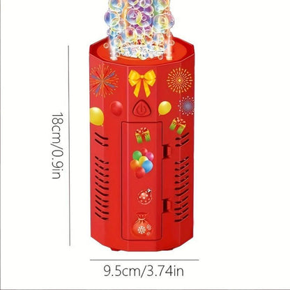 Fireworks Bubble Machine 3 Holes with DIY stickers, Fireworks Bubble Machine with Lights for Parties,Outdoors Bubble Machine with Sound, Party, Christmas, New Year (Battery not included)