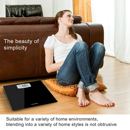 Digital Bathroom Scales Load Up to 180kg LCD Display Temperature Display Auto On and Off Black