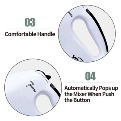 Infapower Electric Hand Mixer – 7 Speeds, 4 Attachments for Whisking & Baking