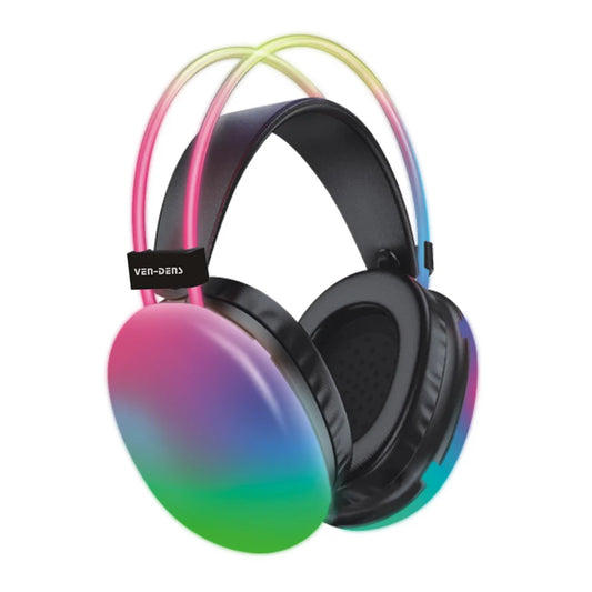 Ven-Dens Wireless Headphones with Mic, RGB Lights, Long Battery Life